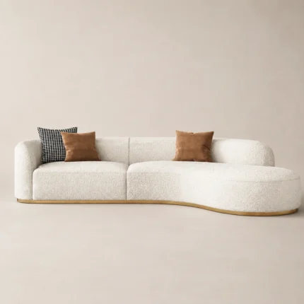 Serava Arc-Shape Sofa in beige bouclé by Marina Living UAE