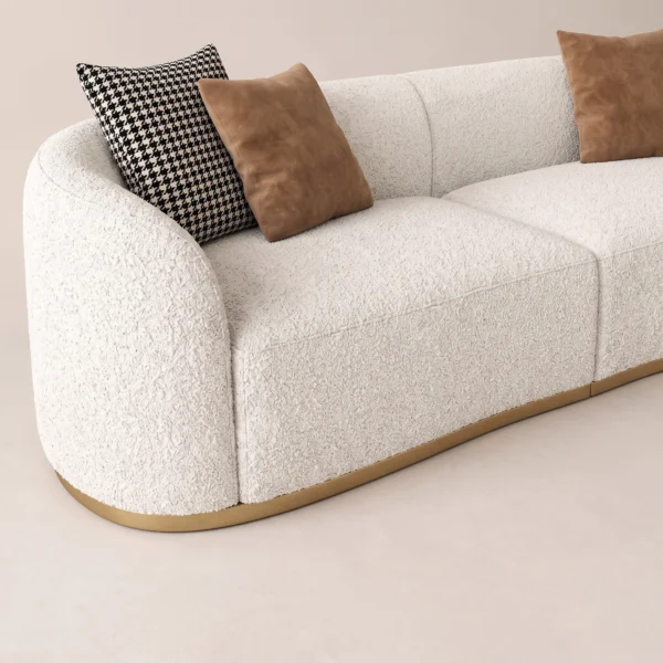Serava-Arc-Shape-Sofa Serava Arc-Shape Sofa in beige bouclé by Marina Living UAE