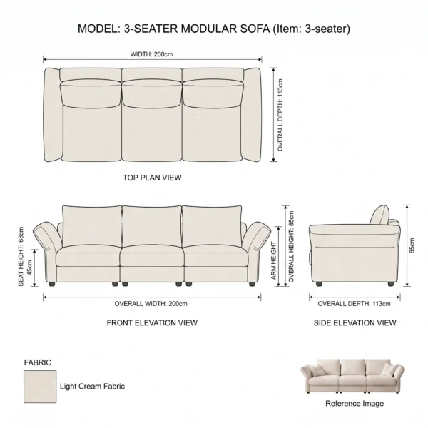 Solen-3-Seater-Sofa Solen 3-Seater Sofa in beige by Marina Living UAE