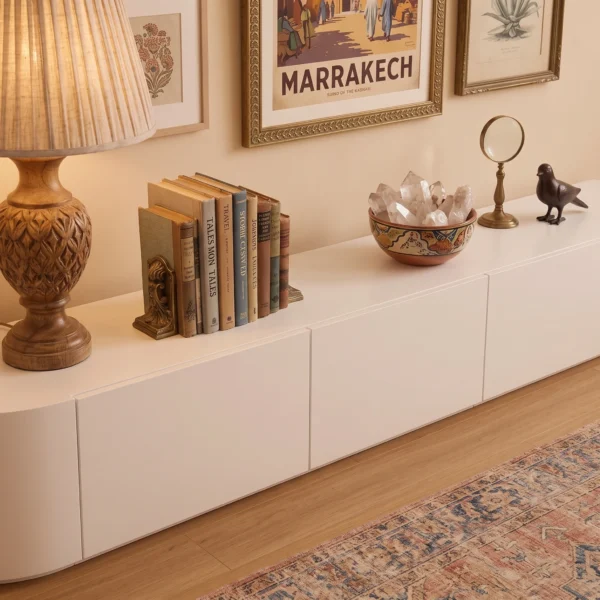 Soria Matte White Low-Profile TV Unit Dubai UAE (1) Soria Matte White Low-Profile TV Unit Dubai UAE
