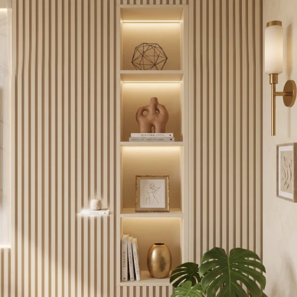 Valenza LED Display TV Wall Unit with Shelves Dubai UAE (4) Marble-Effect TV Wall Unit Dubai