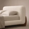 Velo-Walnut-legs-Bed Velo Walnut Legs Bed in beige linen with walnut legs by Marina Living UAE