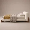 Velo-Walnut-legs-Bed Velo Walnut Legs Bed in beige linen with walnut legs by Marina Living UAE