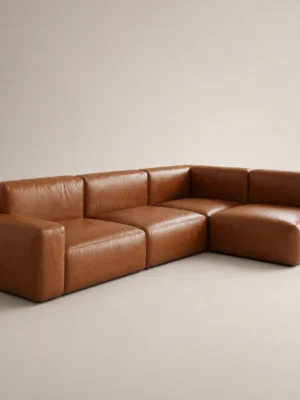 Vero-Leather-L-Shape-Sofa Vero L-Shape Sofa in brown leather by Marina Living UAE
