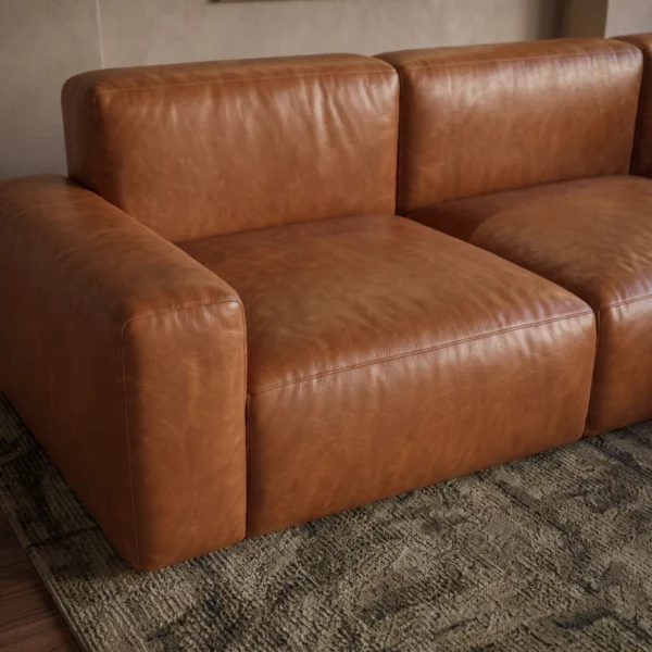 Vero-Leather-L-Shape-Sofa Vero L-Shape Sofa in brown leather by Marina Living UAE