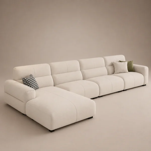 Veyra-L-Shape-Sofa Veyra L-Shape Sofa in beige linen by Marina Living UAE