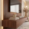 Zioa TV Unit with Wood Slat & Wall Panel Zioa TV unit with wood slat wall panel by Marina Living UAE