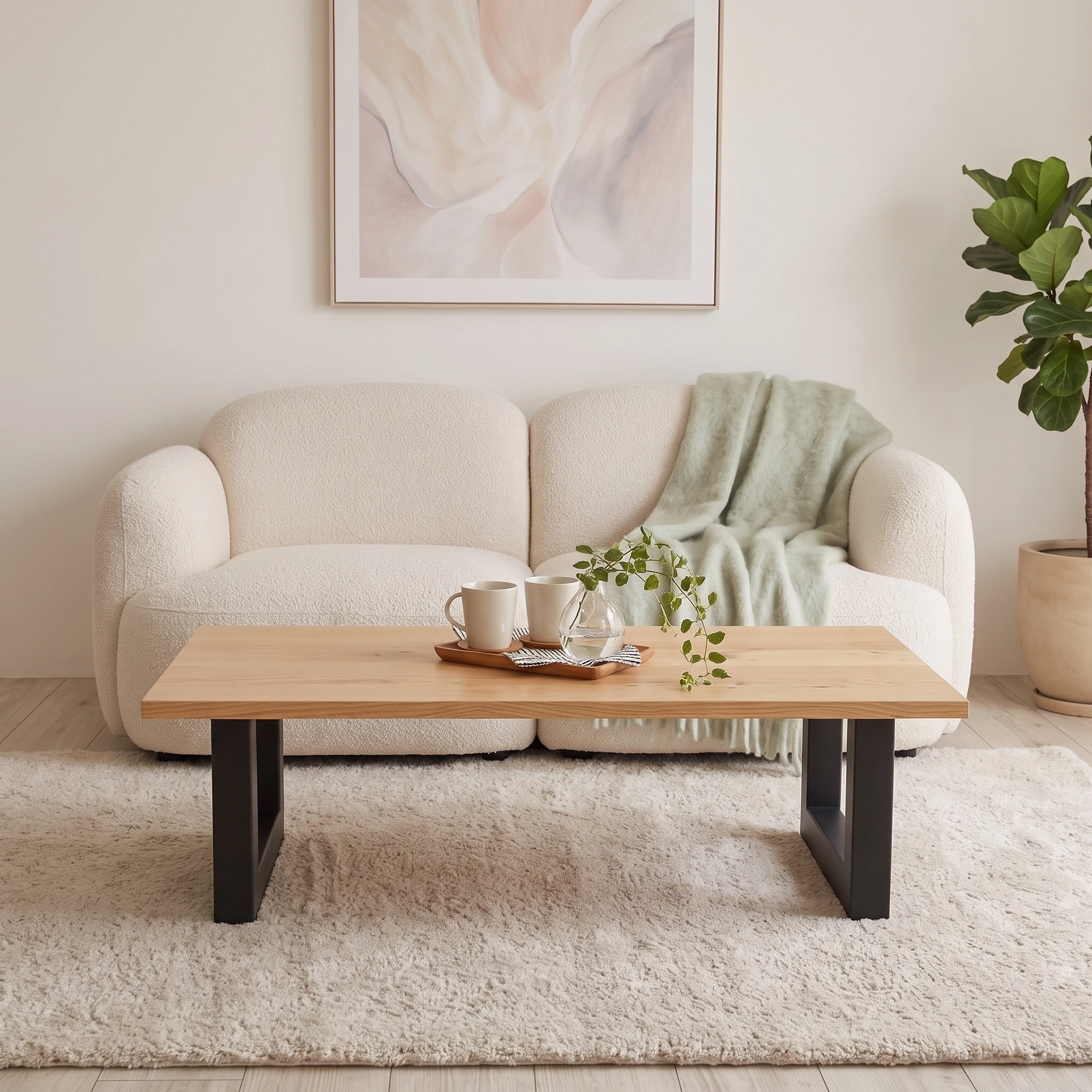 Arvyn Luxury Oak Metal Coffee Table Dubai