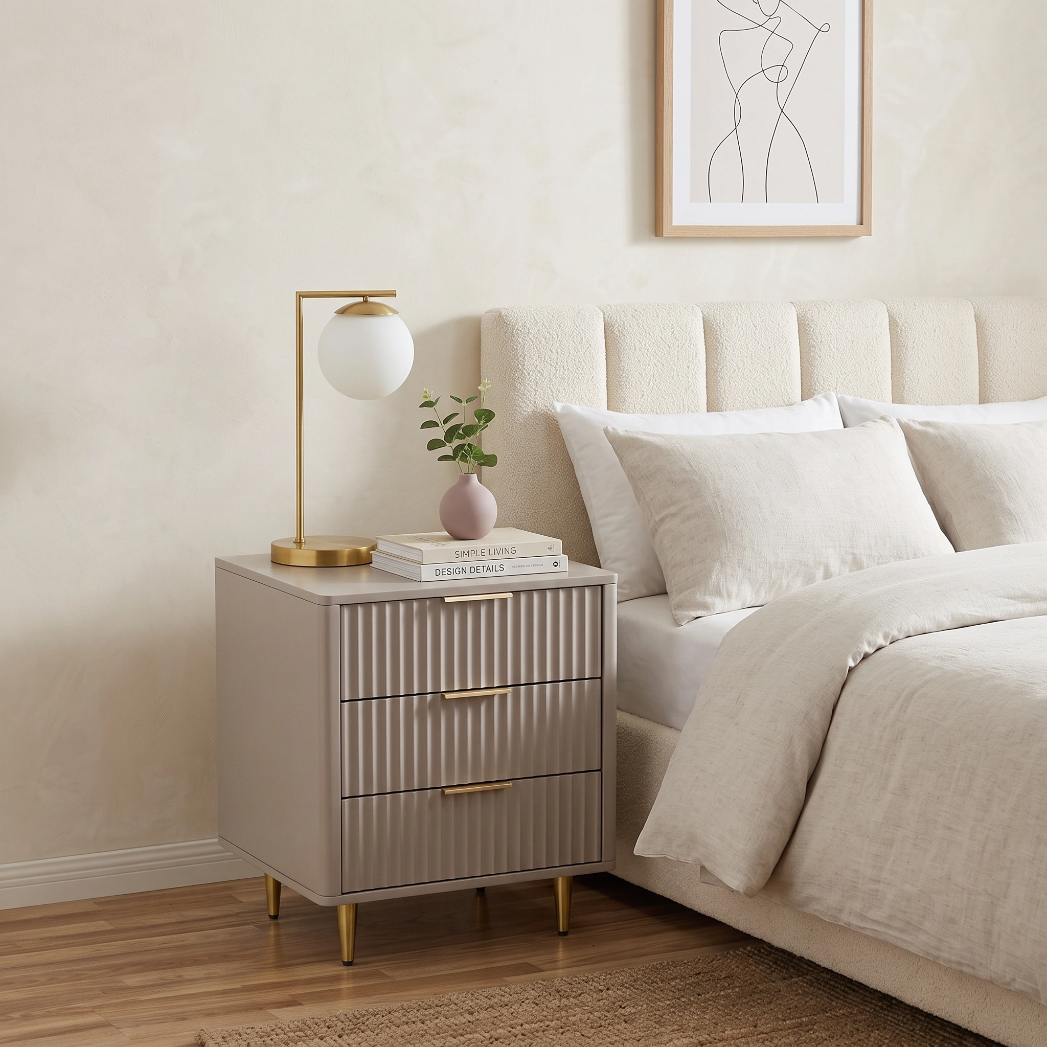 Aveline Fluted 3-Drawer Nightstand Dubai UAE (3) Aveline Fluted 3-Drawer Nightstand Dubai