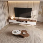 Walnut and Off White TV Console UAE