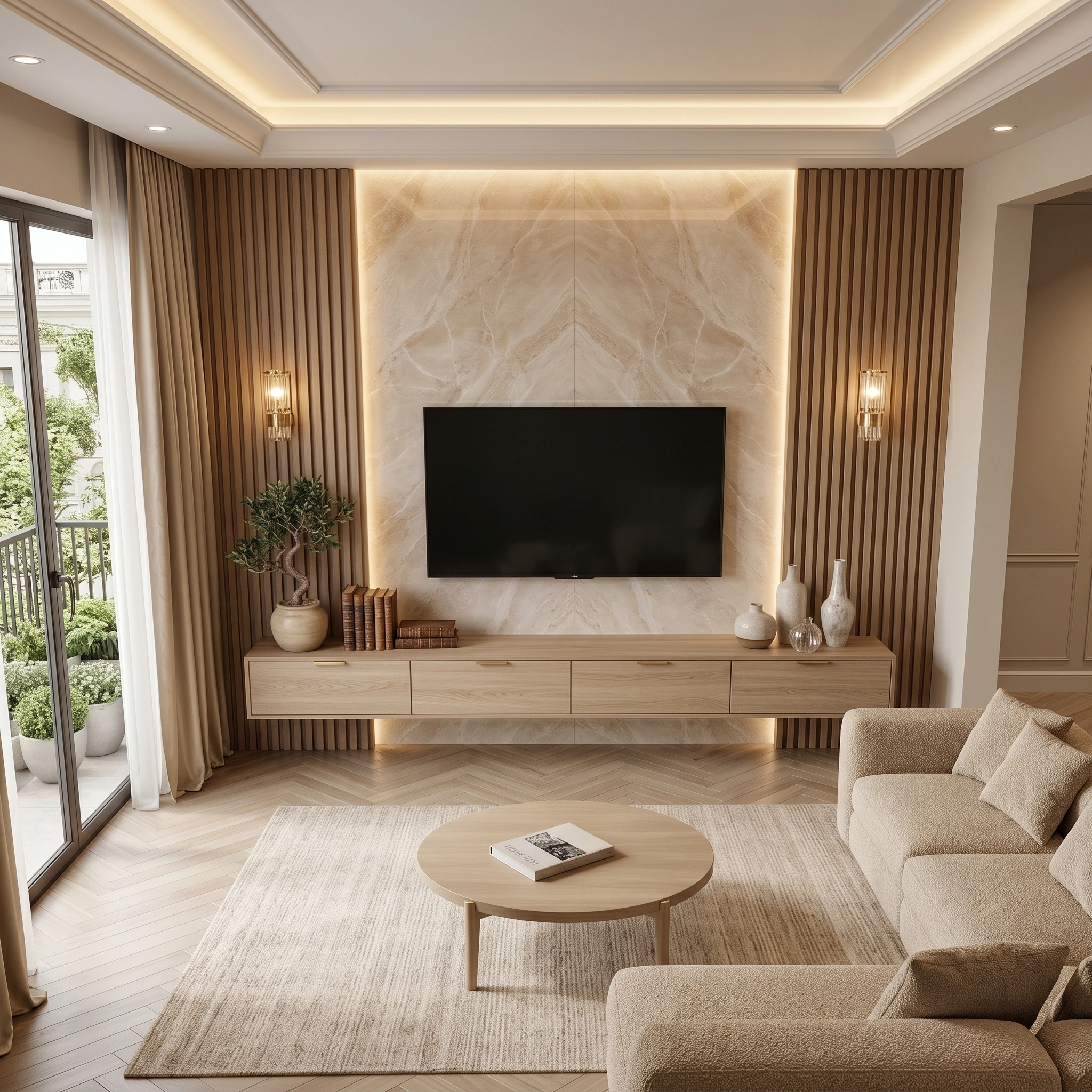 Velmora Slatted Floating TV Wall Unit Dubai UAE