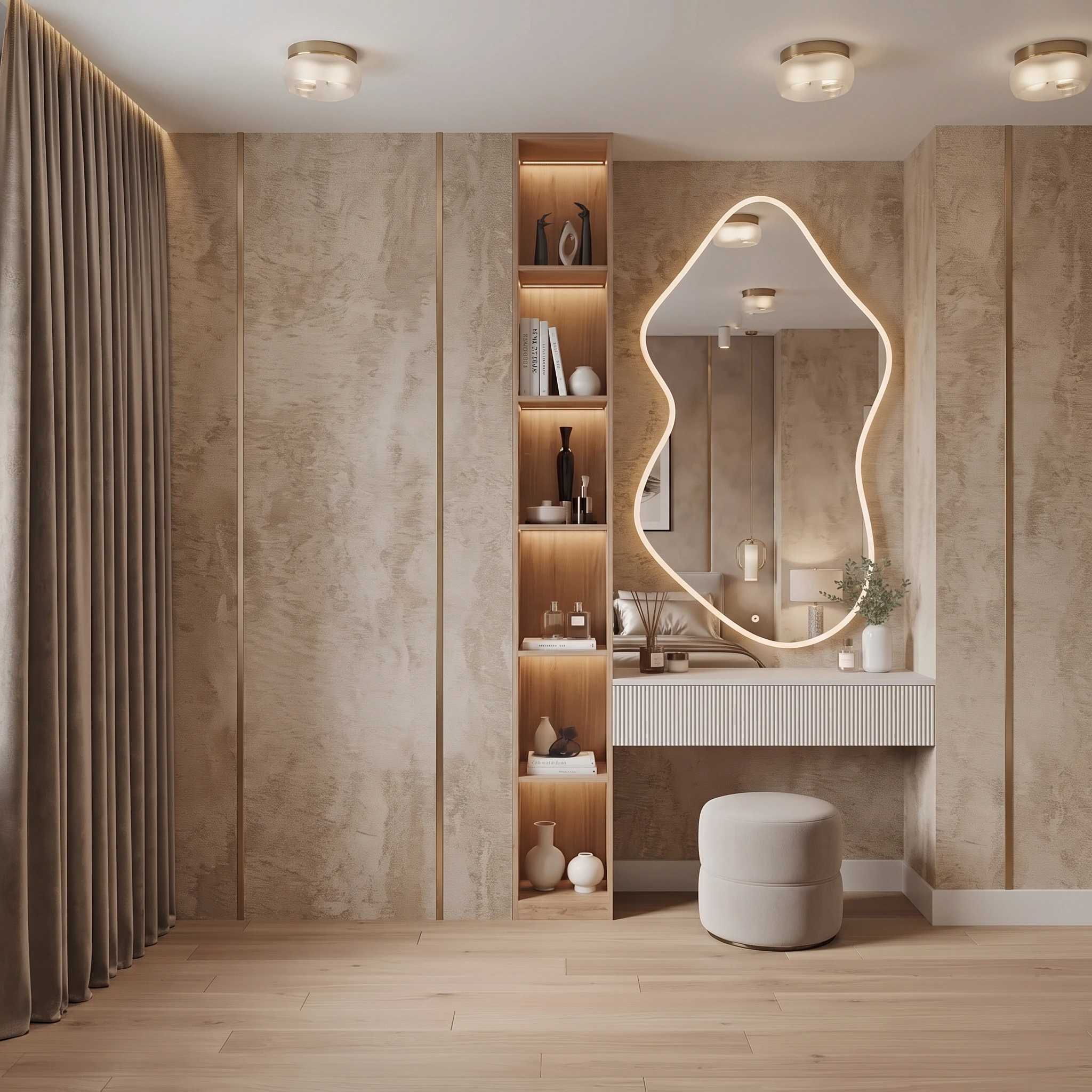 Dressing Table with LED Mirror and Shelving UAE