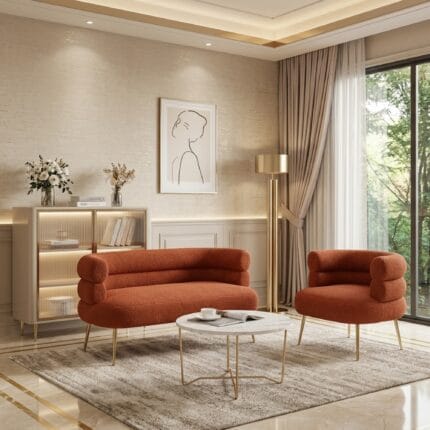 Solenne Bouclé 2-Seater Sofa Set Dubai,
