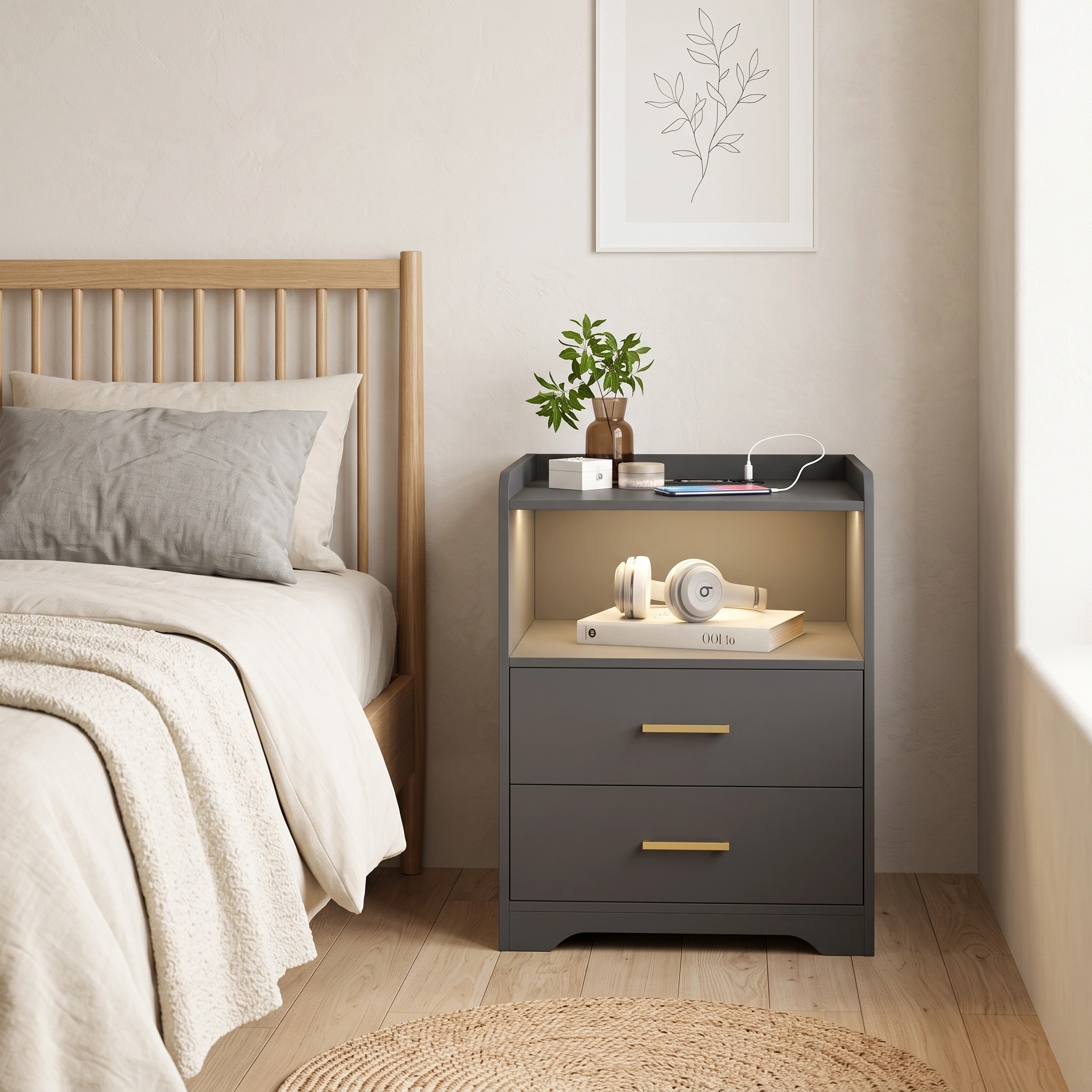 Liora Glow Modern LED Nightstand Dubai UAE (1) Liora Glow LED Nightstand Dubai UAE