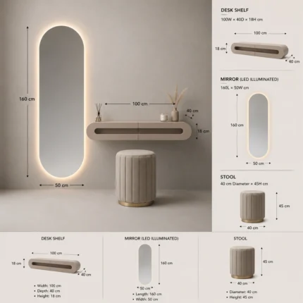 Lunara Glow LED Dressing Table Dubai UAE