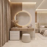 Light Wood Dressing Table with Ottoman UAE