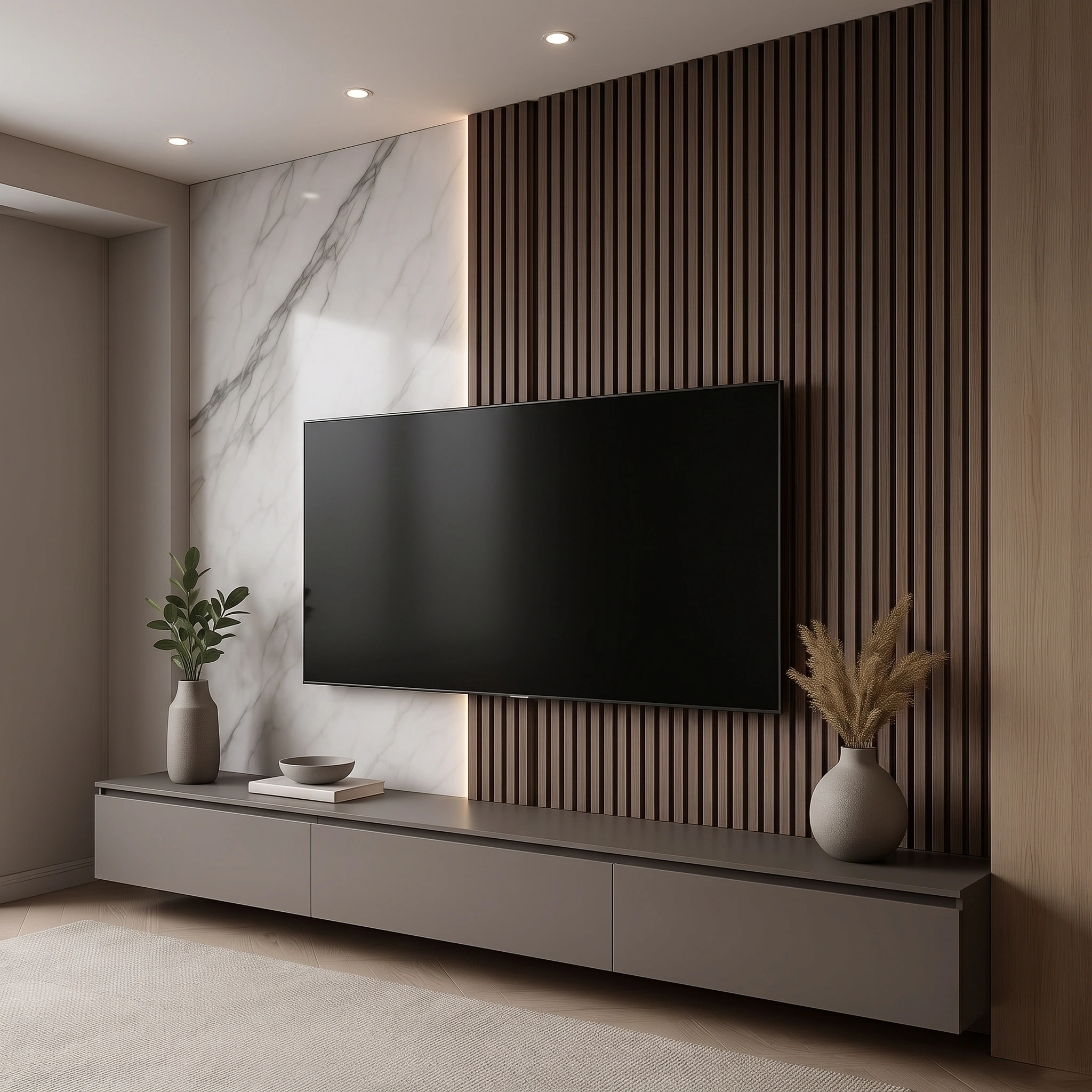 Velmora Marble Slat Media Wall Dubai UAE