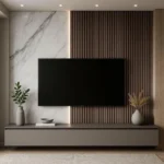 Modern Slatted Media Wall TV Unit UAE