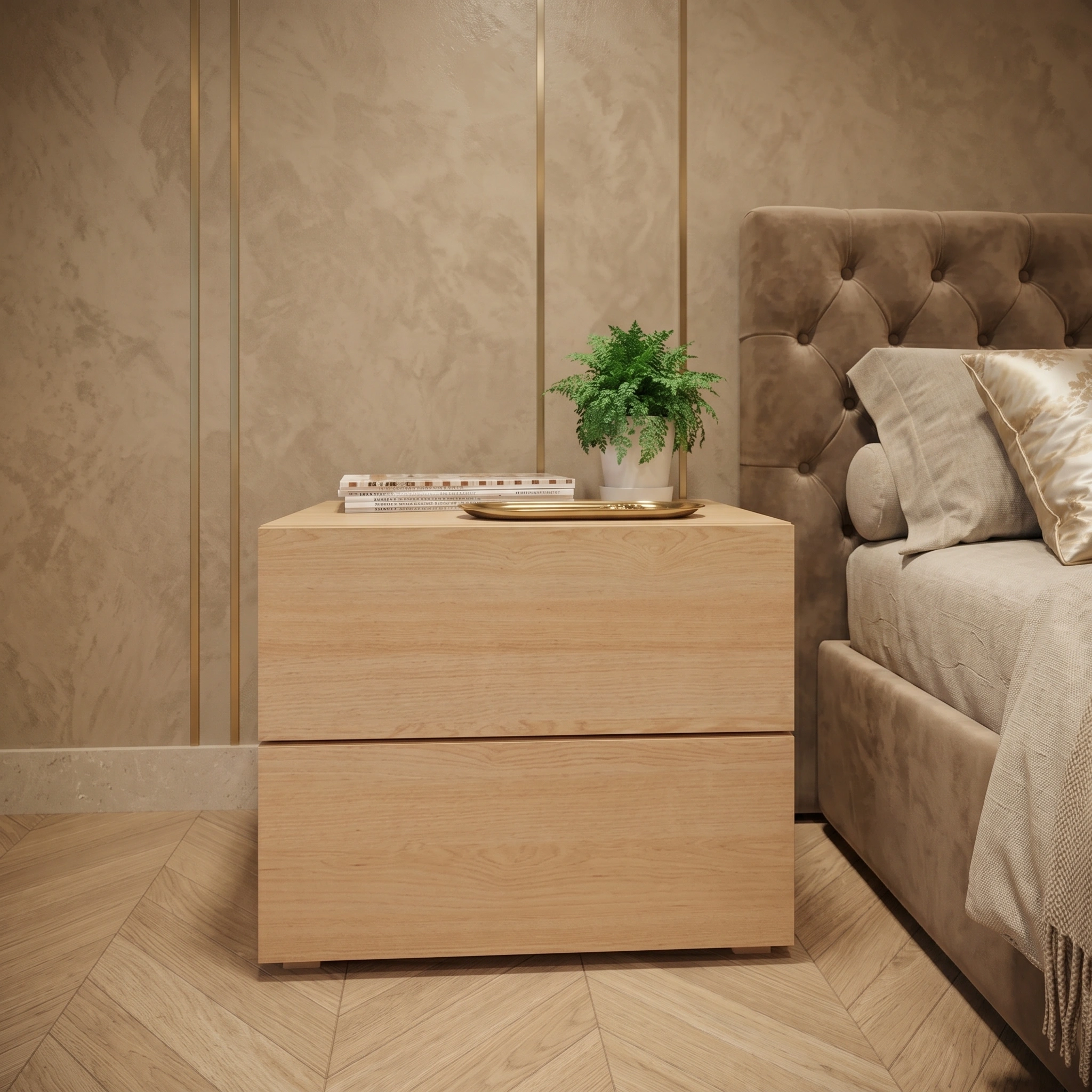 Norvella Light Oak 2-Drawer Nightstand Dubai UAE (1) Norvella Light Oak 2-Drawer Nightstand Dubai UAE
