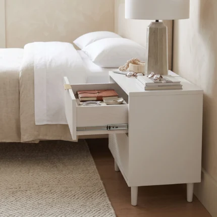 White Fluted Bedside Table Dubai