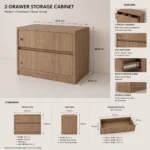 Oakvera Modern 2-Drawer Nightstand - Image 6