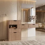 modern makeup vanity Dubai, light oak dressing table UAE