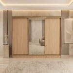 Light Oak Mirrored Wardrobe UAE