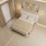 Storage Bed with Off-White Headboard Dubai