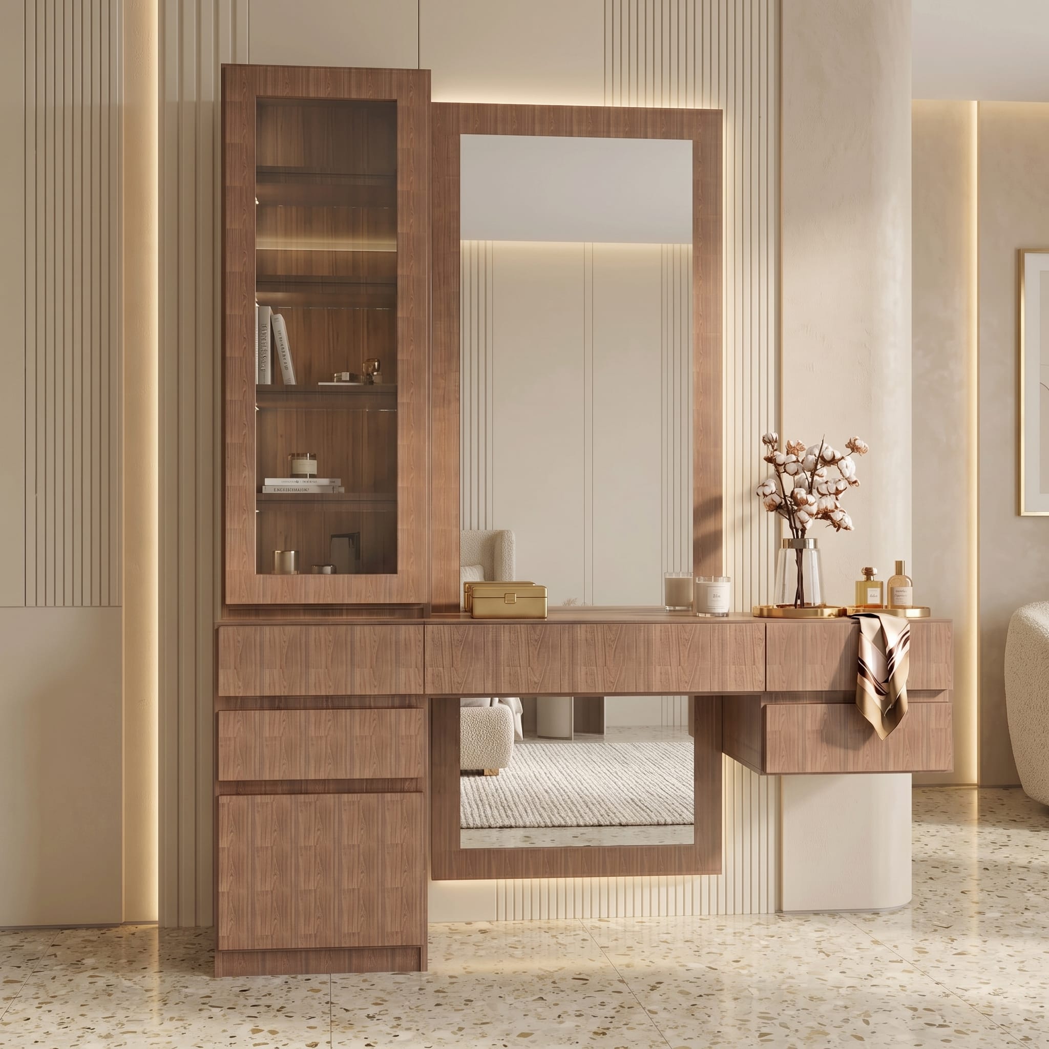 Valenza vanity desk with mirror
