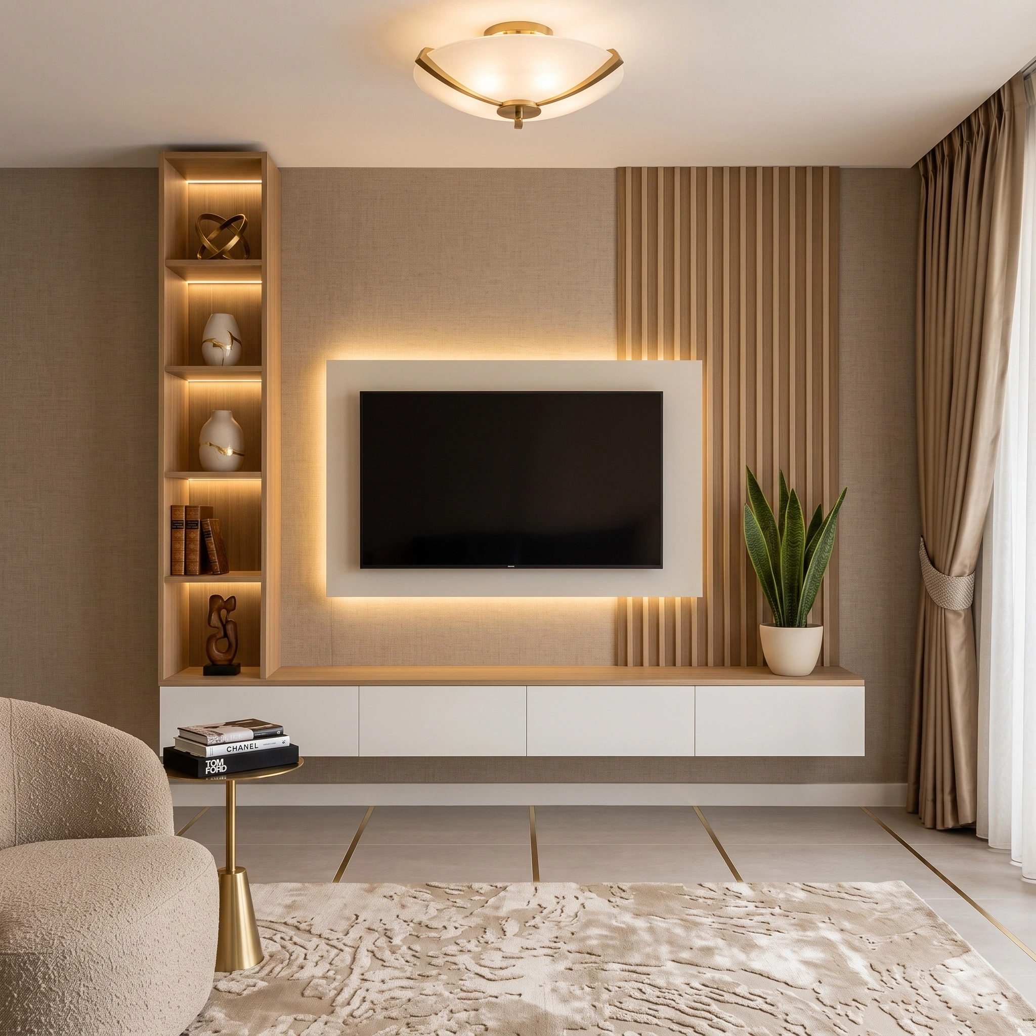 TV Wall Unit with Display Shelves UAE