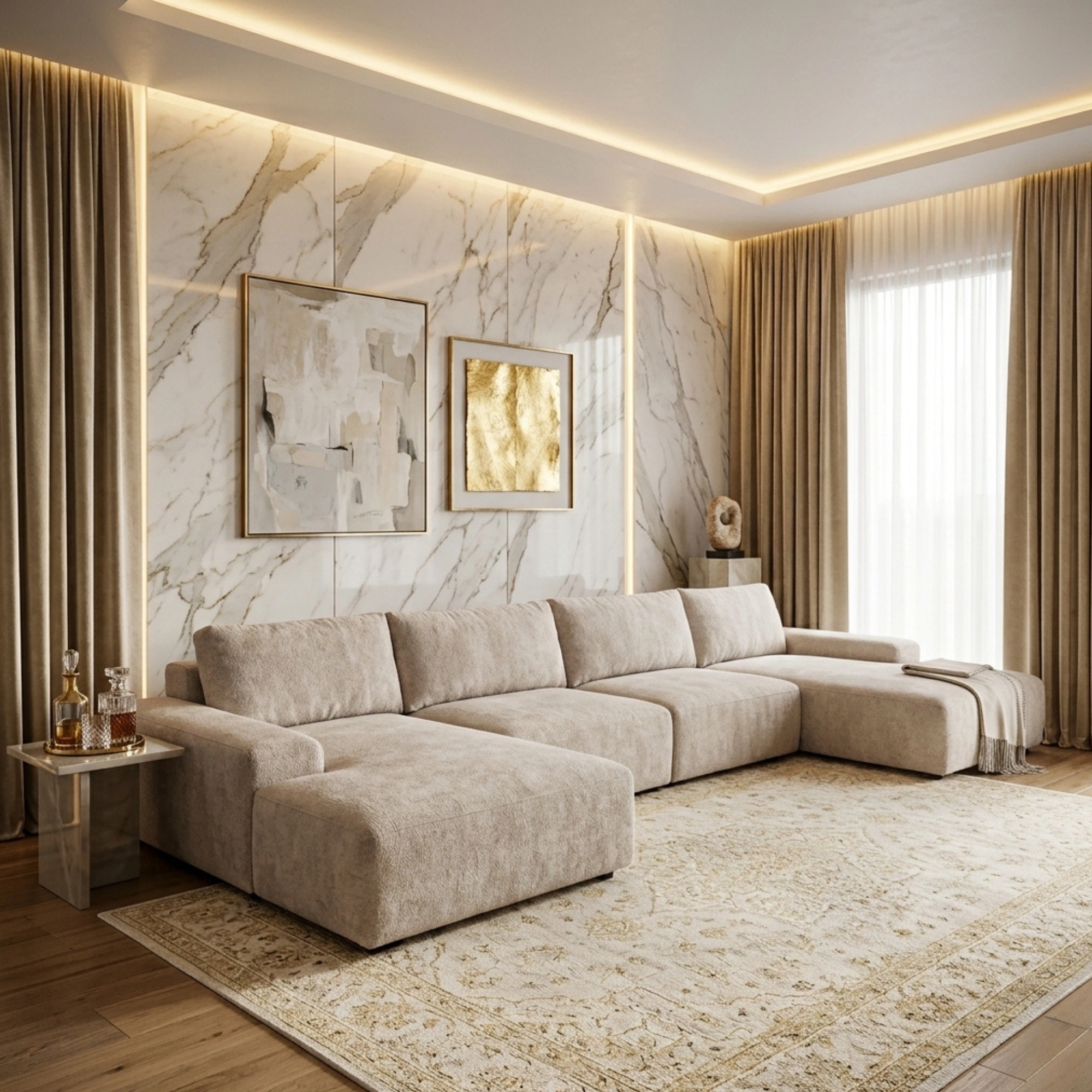Large Beige Modular Sofa UAE