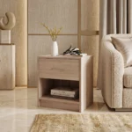 Wooden Bedside Table with Drawer and Shelf Dubai