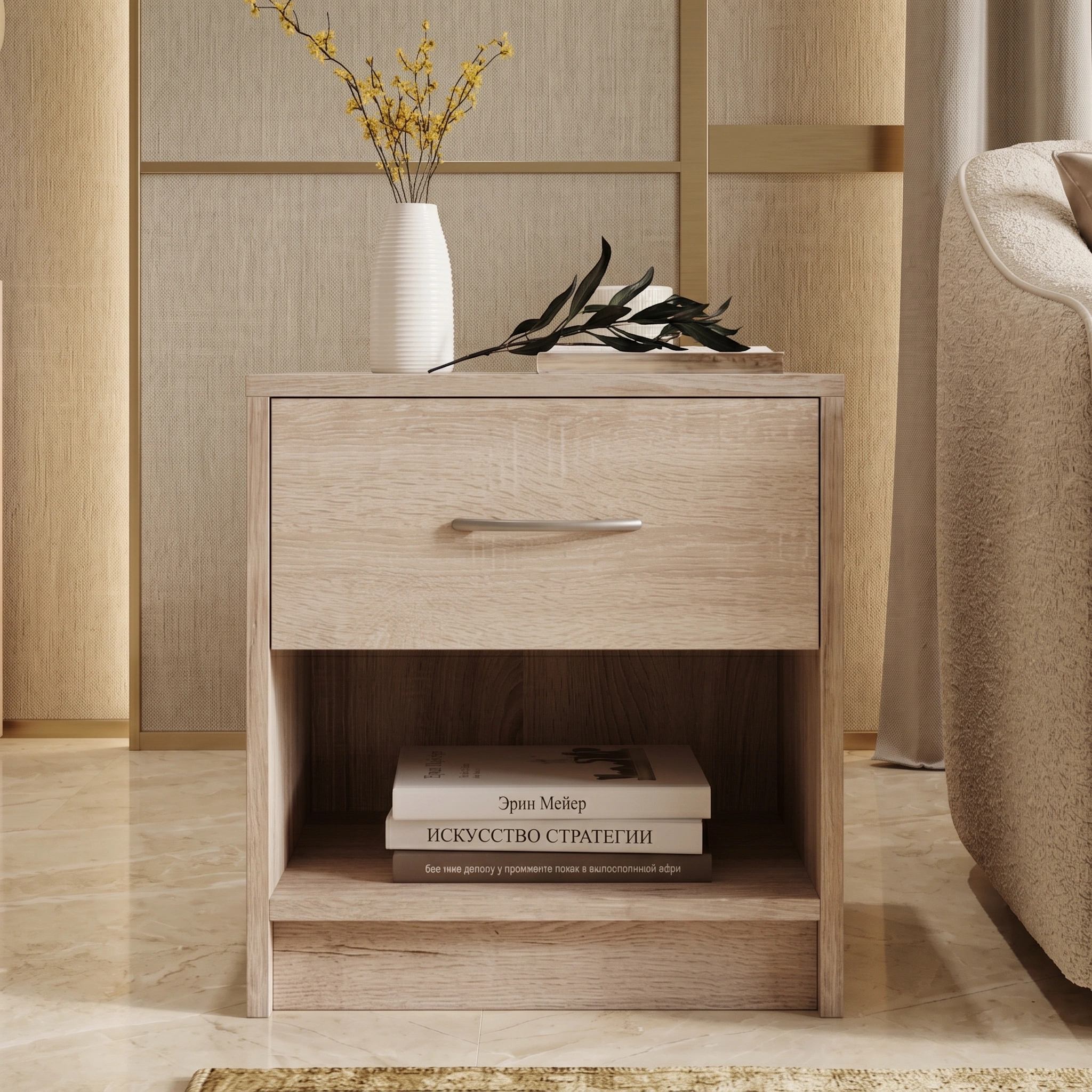 Avelin Bedside Cabinet with Open Shelf Dubai UAEÂ (3) Modern Open Shelf Nightstand UAE
