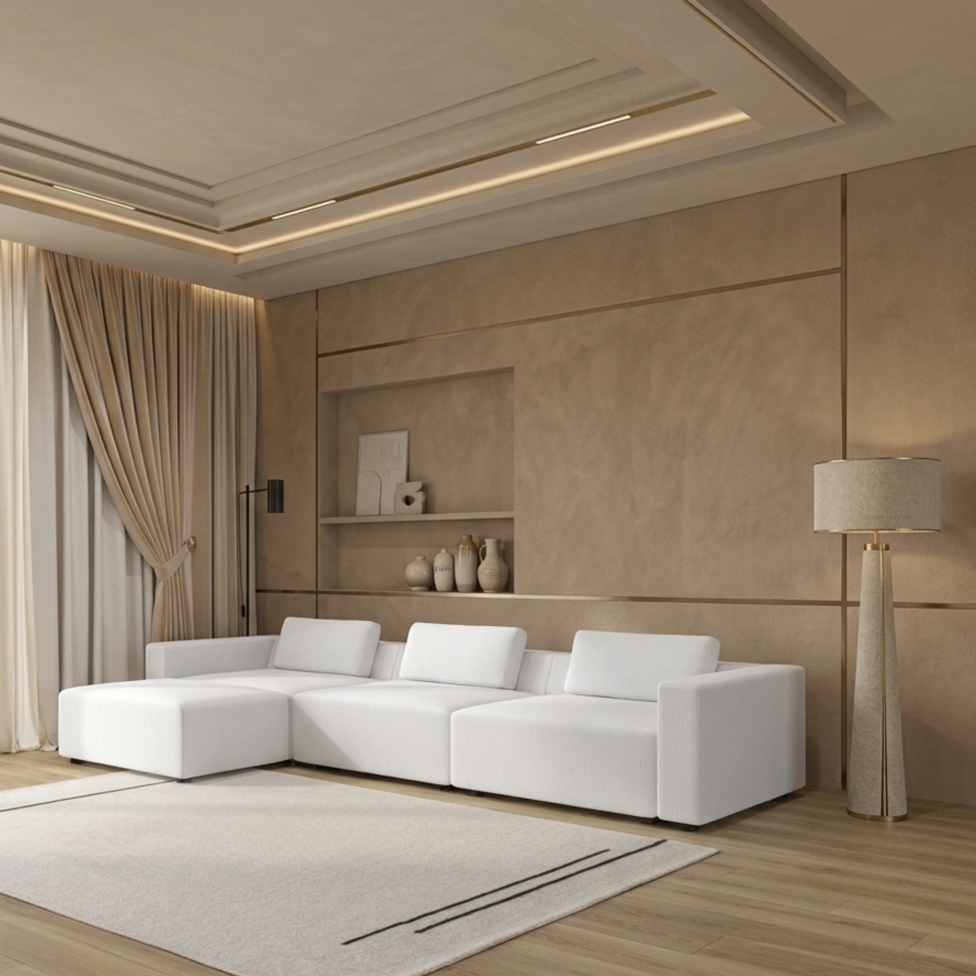 White L Shape Sofa with Left Chaise Dubai