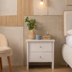 White 2-Drawer Nightstand for Bedroom UAE