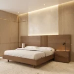 Wooden Bed with Fluted Headboard Dubai