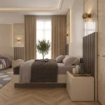 Upholstered Bed with Fluted Panels UAE