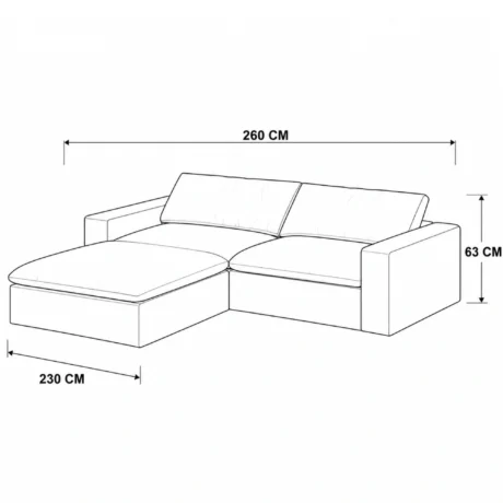 Lunaro 2-Seater Chaise Sofa Dubai UAE
