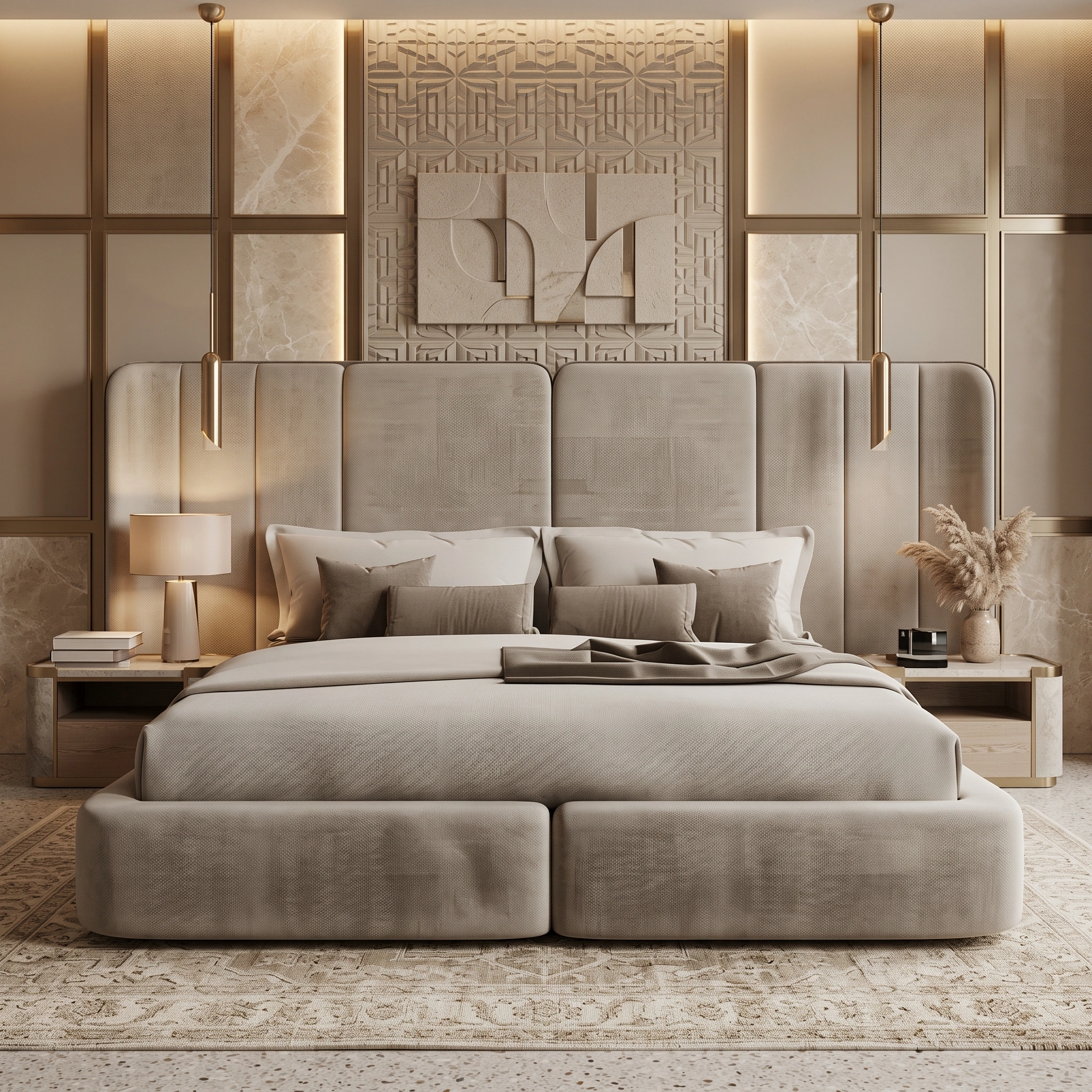 Vertical Panel Upholstered Bed Dubai