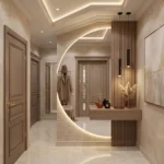Floating Entryway Console with Large LED Mirror