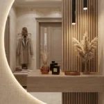 Wooden Slat Entryway Unit with Floating Console Dubai