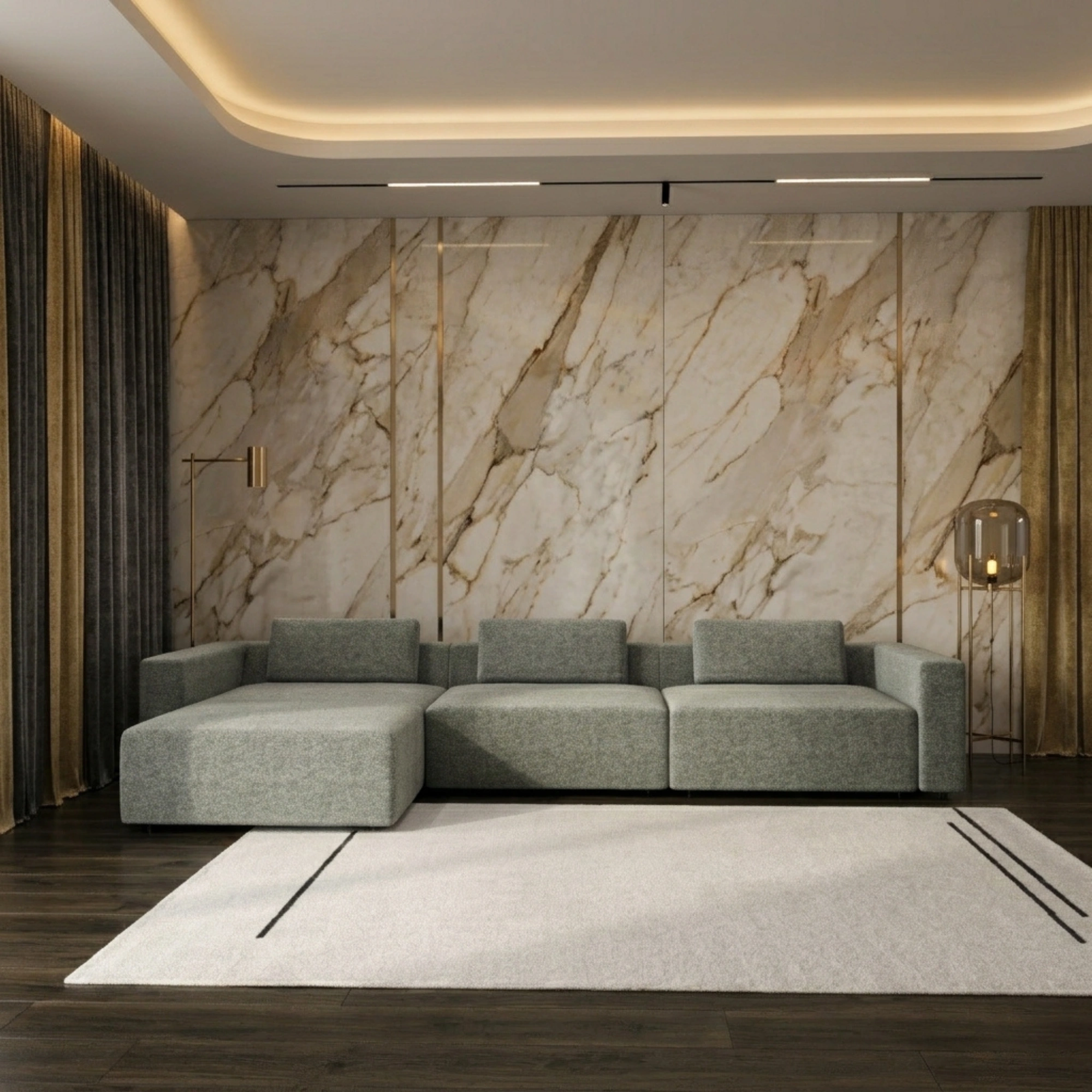Grey Chaise Sofa for Living Room UAE