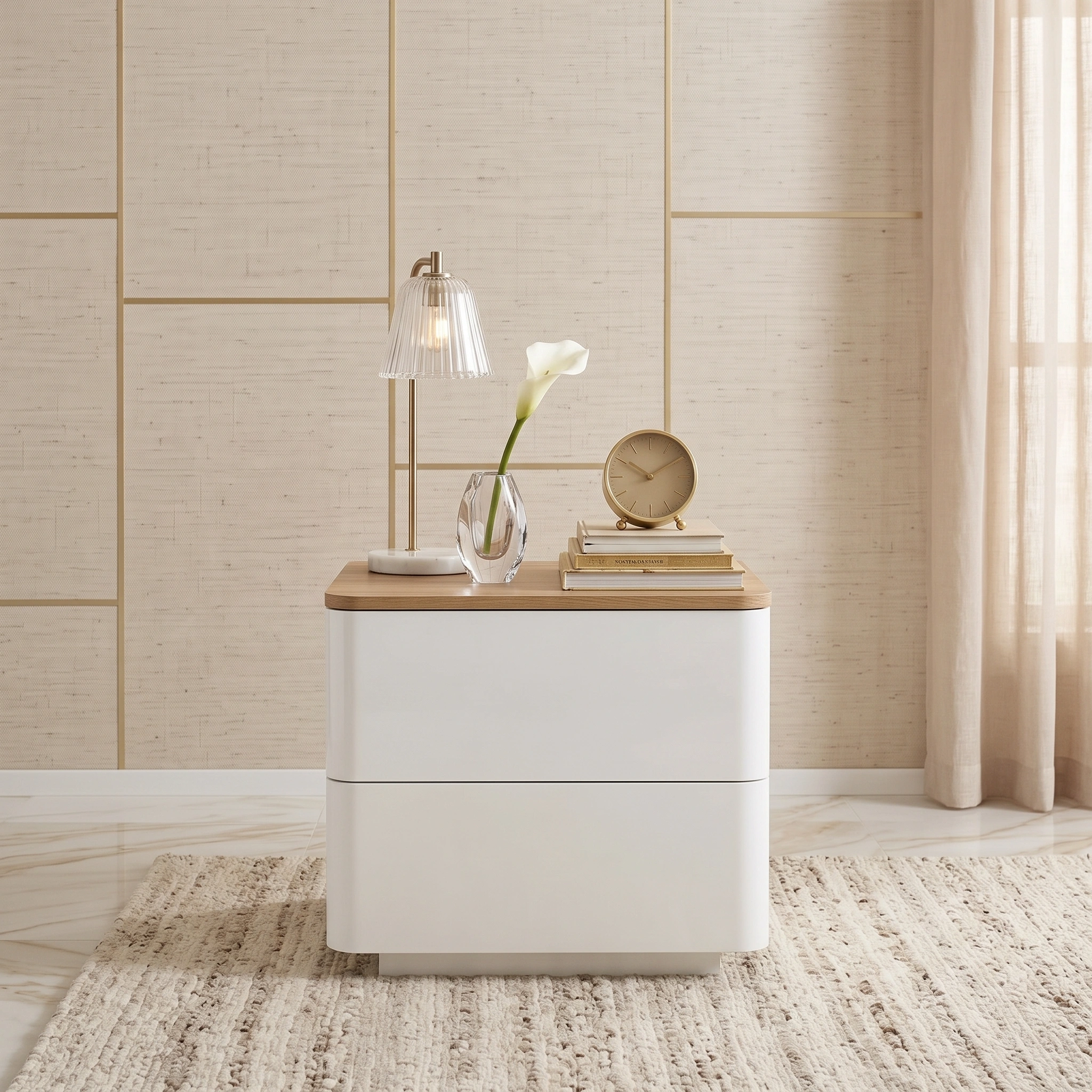 Modern Two Drawer Nightstand UAE