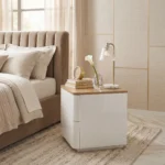 White and Wood Bedside Table UAE