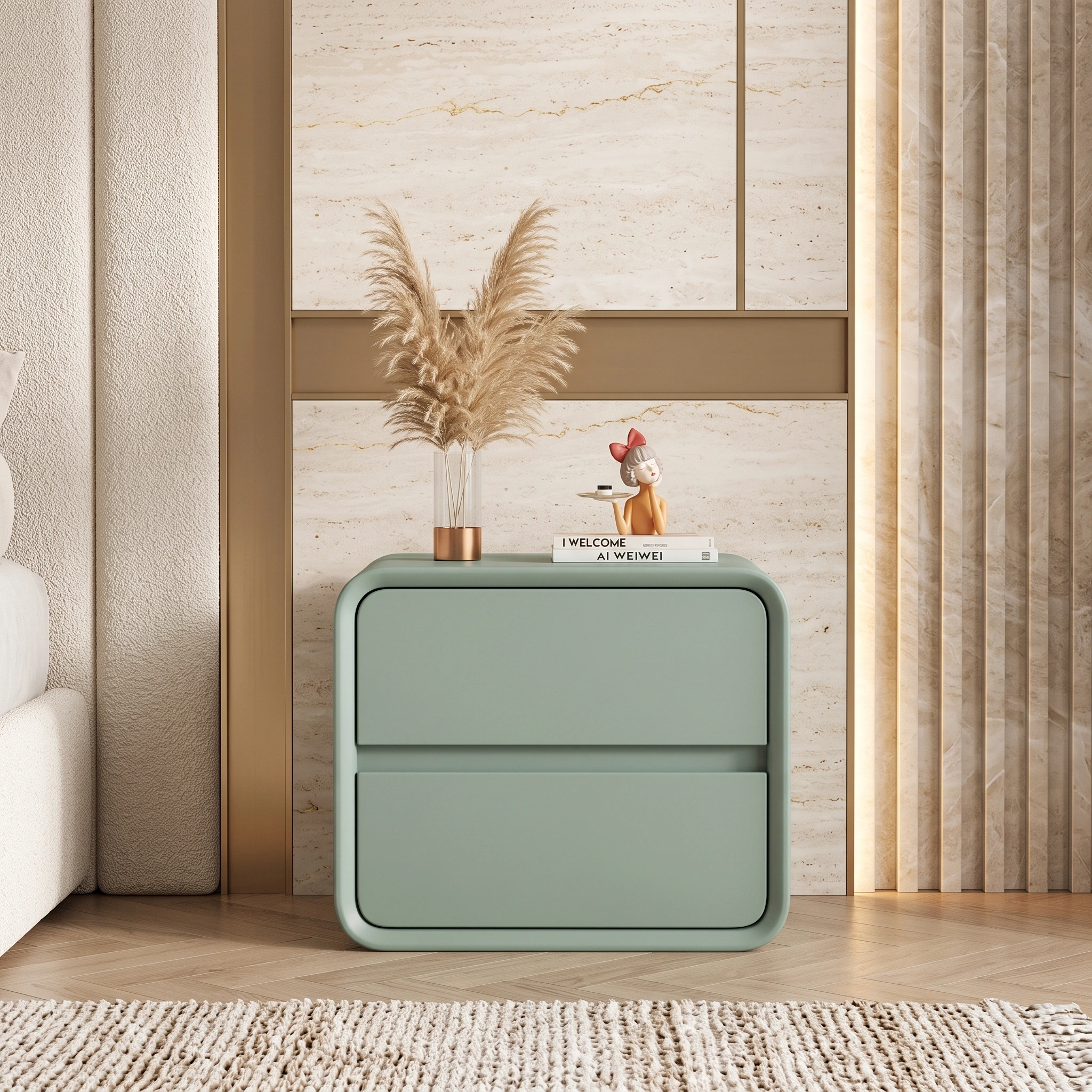 Sagevia 2-Drawer Green Nightstand Dubai UAEÂ (5) Sage Green 2-Drawer Bedside Table Dubai