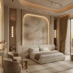 Upholstered Bed with LED Wall Panel UAE