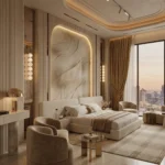 Luxury Bed with Decorative Wall Panel Dubai