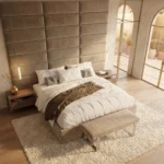 Modern Grey Upholstered Bed Dubai Custom Made Wall Panel Bed UAE